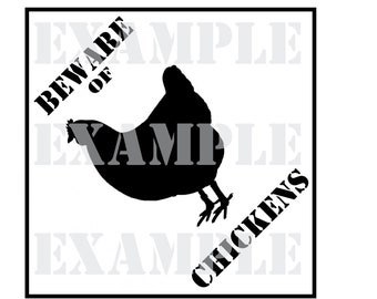 PDF: "Beware of Chickens" Sign - Chicken Crossing Sign Party Warning Caution Zone