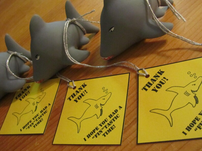 PDF: Shark Party Favor Tags 2 x 2 Digital File DIY Printable image 4