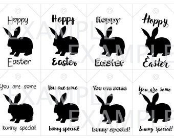 PDF: Bunny "Hoppy Easter" & "You Are Some Bunny Special" Party Favor Tags 2 3/4" x 3 7/8" - Digital File Silhouette DIY Printable