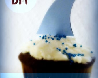 PDF: Shark Fin Cupcake Topper Template with Instructions - Digital File DIY Shark Week