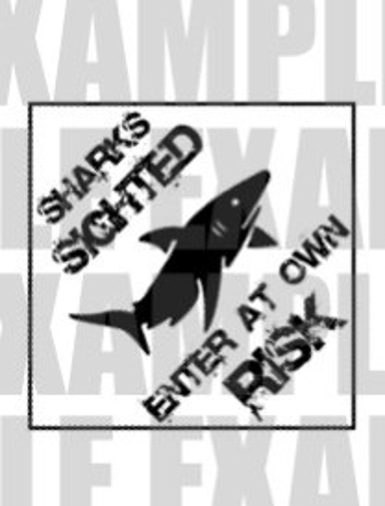 PDF: Shark Party Sign Sharks Sighted Enter at Own Risk Digital File DIY Printable Shark Week image 2