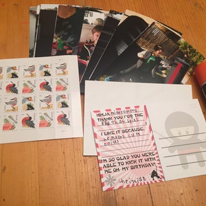 PDF: Cute but Fierce Ninja Thank You Postcards 3 15/16 x 5 15/16 Bonus Ninja Name Sheet Rising Sun Flag DIY Printable Silhouette image 1