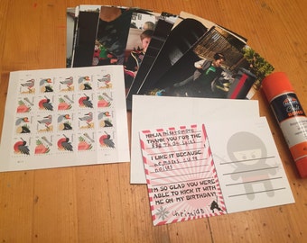 PDF: "Cute but Fierce" Ninja Thank You Postcards - 3 15/16” x 5 15/16” - Bonus Ninja Name Sheet - Rising Sun Flag DIY Printable Silhouette