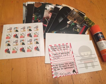 PDF: &quot;Cute but Fierce&quot; Ninja Thank You Postcards - 3 15/16” x 5 15/16” - Bonus Ninja Name Sheet - Rising Sun Flag DIY Printable Silhouette