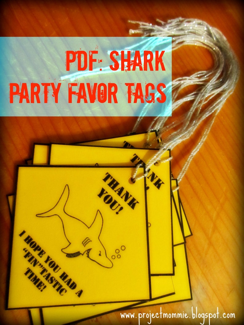 PDF: Great White Combo Party Pack Shark Party Sign & Party Favor Tags Danger Shark Sighting sign and Thanks Chums tags image 4