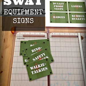 PDF: Printable SWAT Equipment Signs Set of 20 Green Digital File DIY image 1