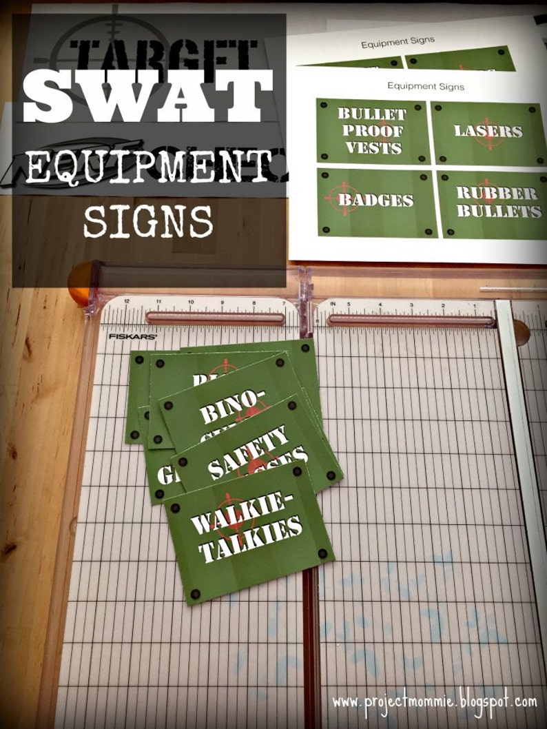 PDF: Printable SWAT Equipment Signs Set of 20 Green Digital File DIY image 1