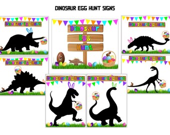 PDF: Dinosaur Easter Egg Hunt Signs Sets - Digital File DIY Printable