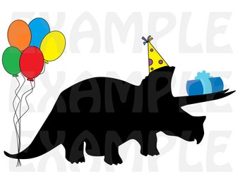 JPG : Triceratops « Fête spectateur » Party Decor signe - anniversaire bricolage dinosaure sur le thème Silhouette imprimable