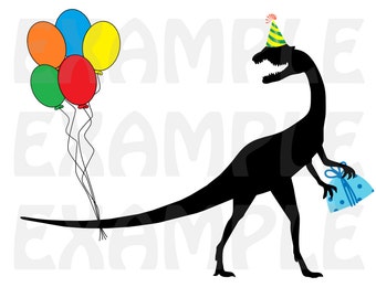 JPG : Coelophysis « Fête spectateur » Party Decor signe - ballons d’anniversaire bricolage dinosaure sur le thème Silhouette imprimable