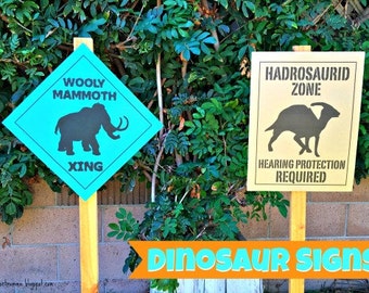 PDF : Wooly Mammoth Crossing Sign - Dinosaur Themed Party Warning Attention Zone Paleo Caveman silhouette