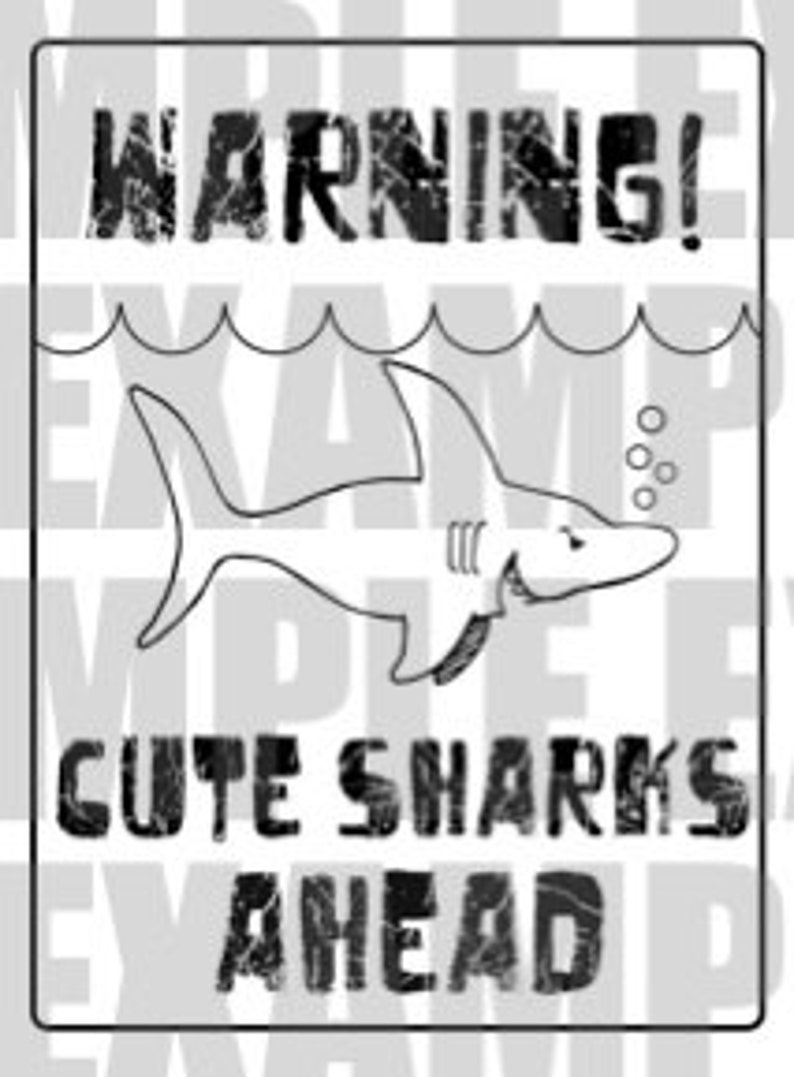 CUTE SHARK Combo Party Pack PDF: Shark Party Sign & Party Favor Tags Warning Cute Sharks Ahead sign and Thanks Chums tags image 4