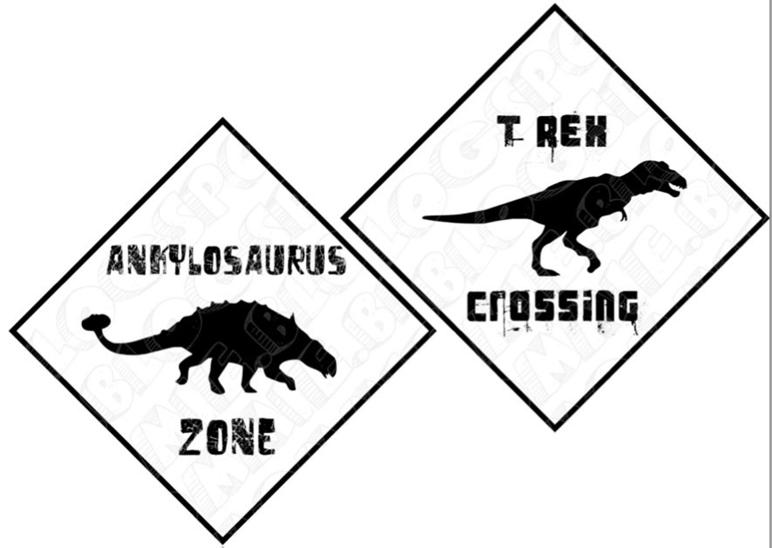 PDF Set of 7 Dinosaur Crossing Signs Dinosaur Themed Party Etsy
