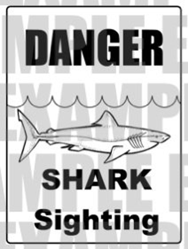 PDF: Great White Combo Party Pack Shark Party Sign & Party Favor Tags Danger Shark Sighting sign and Thanks Chums tags image 3