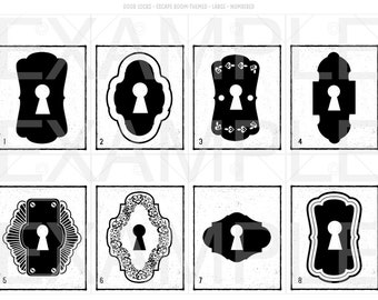 Escape Room Door Locks & Locks Hang Tags Escape Room-Themed w Aged Background JPG - Digital File DIY Printable