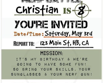 PDF: SWAT Fill-In Invitations - "Let's make this party a hit!" Digital File DIY Printable Party