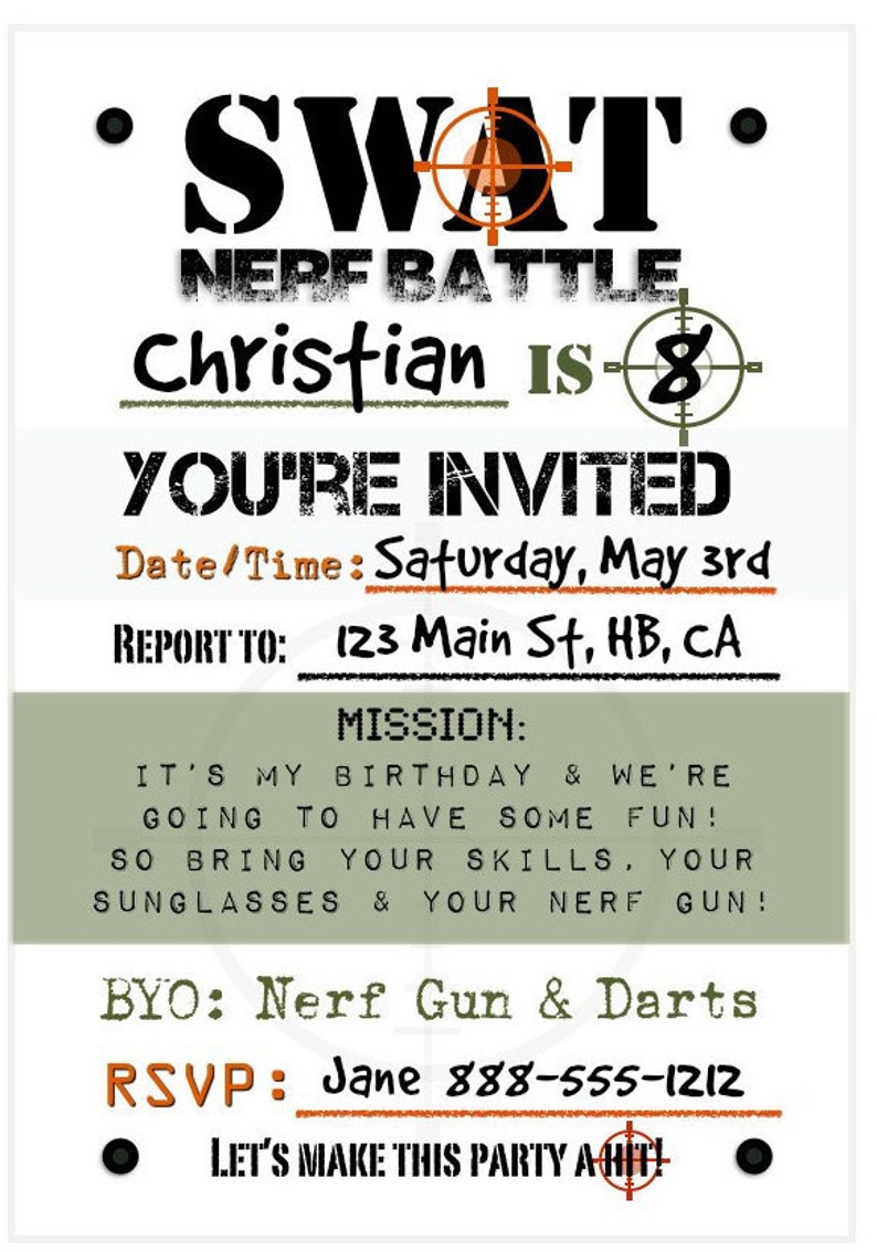 PDF: SWAT Fill-In Invitations Let's make this party a hit Digital File DIY Printable Party image 1