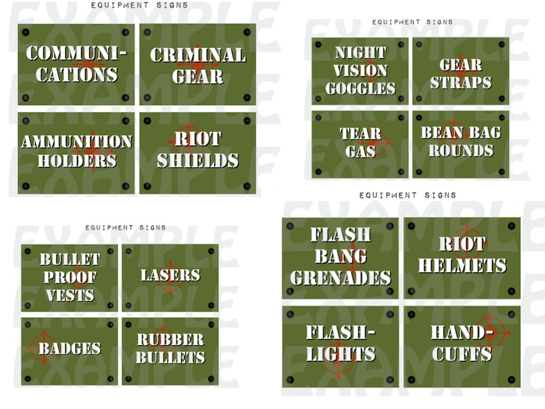 PDF: Printable SWAT Equipment Signs Set of 20 Green Digital File DIY image 5