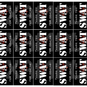 PDF: SWAT Party Favor Tags &quot;Thank you for coming!&quot; Black - Digital File DIY Printable