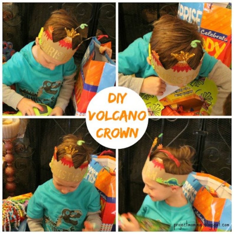 PDF: Volcano Crown Template and Tutorial Digital File DIY Printable Dinosaur Party image 3