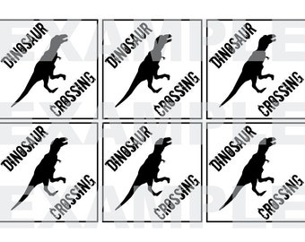 PDF: Set of 6 Dinosaur Crossing Mini Signs on Single Page