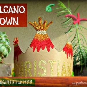 PDF: Volcano Crown Template and Tutorial Digital File DIY Printable Dinosaur Party image 1