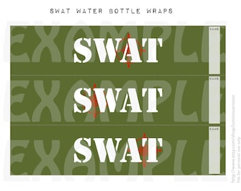 PDF: SWAT Water Bottle Label Wraps - Green Camouflage - Napkin Wraps