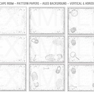 Escape Room-Themed Aged-Background Patterned Papers - 9 Total PDF - Escape Room-Themed - Vertical & Horizontal - DIY
