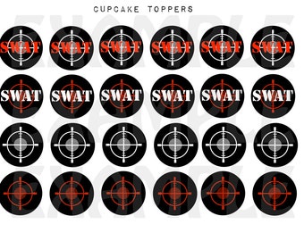 PDF: SWAT Sight Cupcake Toppers - BLACK - Digital File