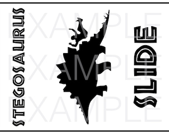 Stegosaurus Slide Sign - Printable Instant Download Dinosaur Themed Party Warning Caution Zone silhouette