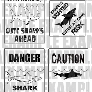 PDF: Set of 4 Shark Party Signs Customized Digital File DIY Printable ...