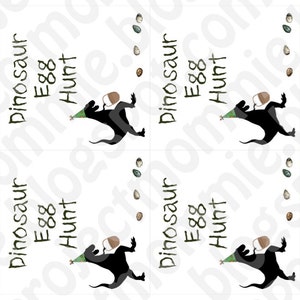 PDF: Dinosaur Egg Hunt Bag Labels Digital File DIY Printable Fits Standard Paper Lunch Bag Easter image 2