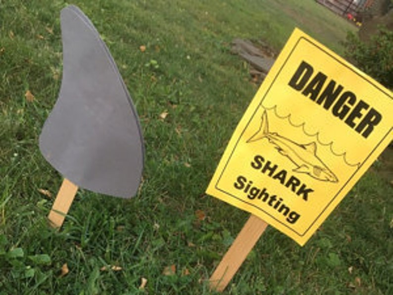 PDF: Shark Party Sign Danger Shark Sighting Digital File DIY Printable Shark Week image 4