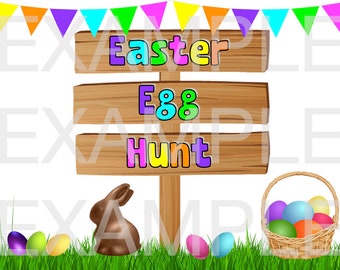 PDF: Easter Bunny Egg Hunt Wooden Sign - Digital File DIY Printable