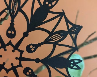 Murciélagos y calaveras Halloween Paper Art Ornamento