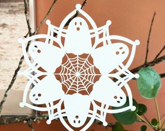 Fantasmas y telaraña Halloween Paper Art Ornament