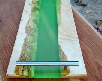 Maple and Translucent Green Resin Tray