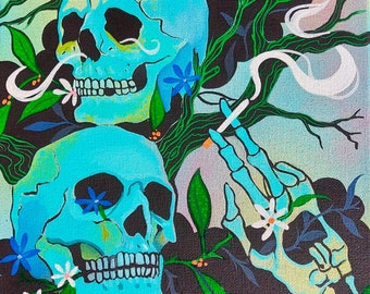 Skull Amigos Matted Print