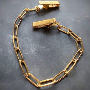 Gold Sweater Clip, Gold Sweater Guard, vintage clip, paper clip chain, epaulette chain, hair chain, collar clip, collar chain, gift for them