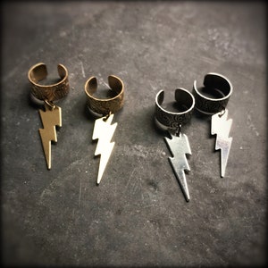 Lightning Bolt Ear Cuffs; floral textured cuffs, lightning bolts, curated lobe