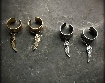 Wing Ear Cuffs; Winged ear cuffs, curated lobes, floral textured ear cuffs with wings