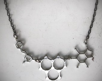 Molecules Necklace, Caffeine, Water, Resveratrol, science jewelry, coffee tea wine lovers, steampunk, back to school, teacher, holiday gifts