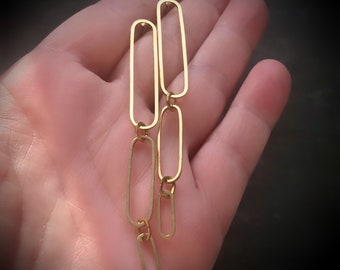 Paperclip chain earrings, long oval earrings, minimalist earrings, mod geo earrings, geometric earrings, Lily Pickford jewelry, gift for her