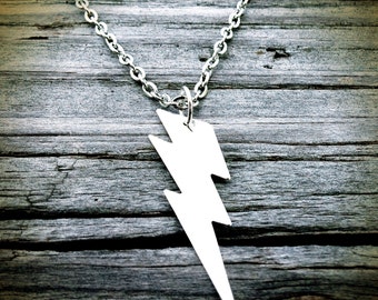 Lightning Thunder Bolt Necklace, silver plated, electrical storm, stormy weather, thunderstorm, thunderbolt