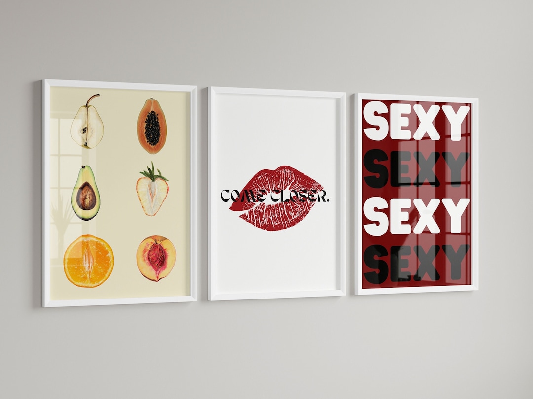 Bedroom Wall Art Set, Aesthetic Wall Decor, Set of 3 Sensual Bedroom ...