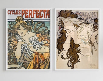 Ensemble d'affiches Art nouveau, estampes d'Alphonse Mucha, estampes Art nouveau, peinture d'Alphonse Mucha, oeuvre d'art imprimable, téléchargement numérique