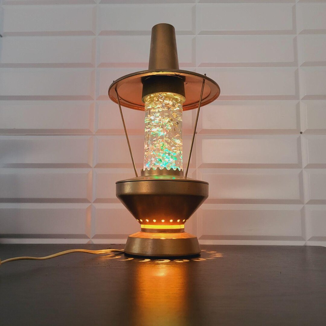 Lava Lamp Golden Lava Table Lamp for Decor Relax Lamp Vintage Glitter ...