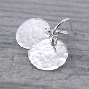 Dainty Circle Earrings Silver Earrings Round Disk Earrings Tiny Drop Earrings Handmade Silver Jewelry Gift for Her - Unique Petites