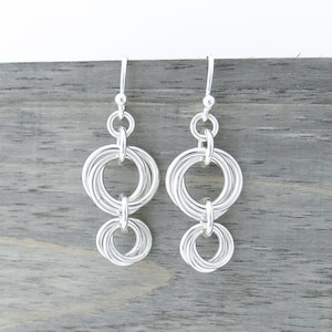 Simple Silver Earrings Minimalist Earrings Silver Everyday Earrings Silver Dangle Earrings Christmas Gift for Wife - Monica