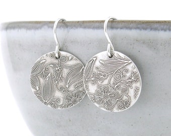 Minimalist Silver Earrings Dangle Earrings Sterling Silver Jewelry Floral Earrings Flower Jewelry Handmade Jewelry - Sophia